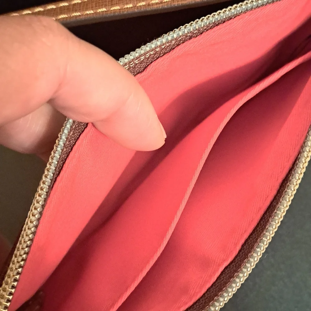 Dooney & Bourke Red and White Houndstooth Wristlet Good preloved condition.